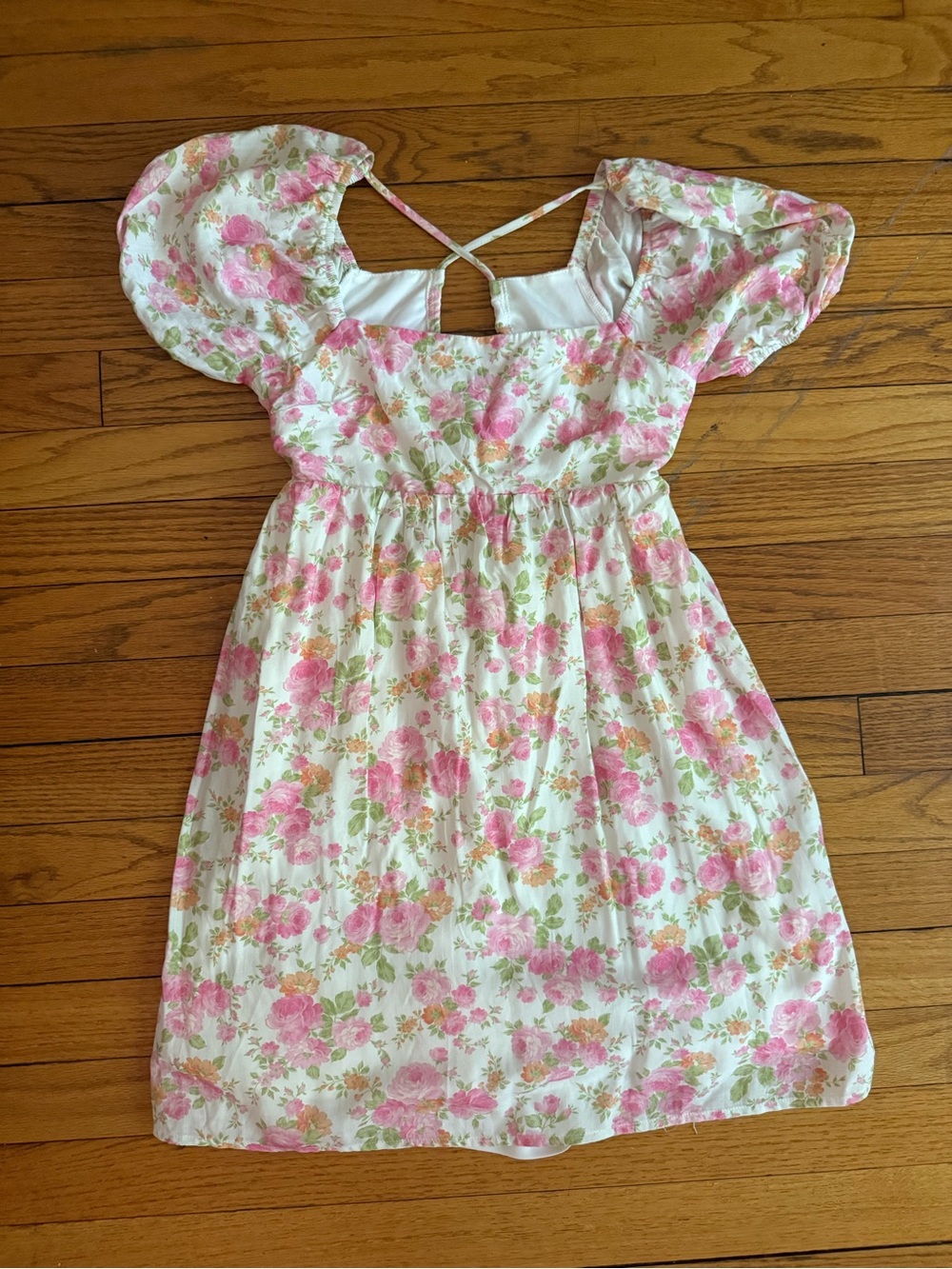 Altar'd State White Floral Puff-Sleeve Dress